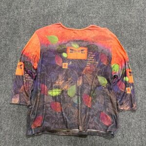 Y2K AOP Top Womens 2X artistic style 3/4 sleeve Grunge Lightweight Summer